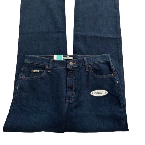 Lee Dark Wash High Rise Stretch Relaxed Fit Straight Leg Denim Jean Size 10 Long - Picture 9 of 12